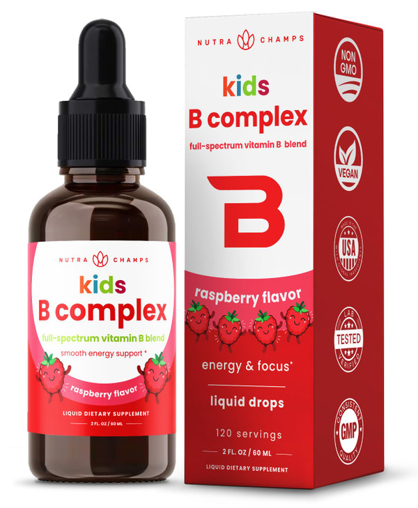 NutraChamps Vitamin B Complex for Kids, B1, B2, B3, B6, B7, B9 & Methyl B12