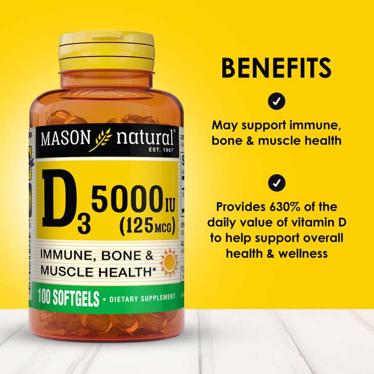 MASON NATURAL Vitamin D3 125 mcg (5000 IU)