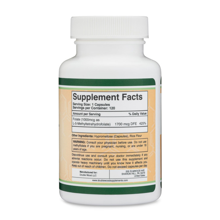 Methylfolate 1,000mcg, 120 Capsules (Third Party Tested Methyl Folate