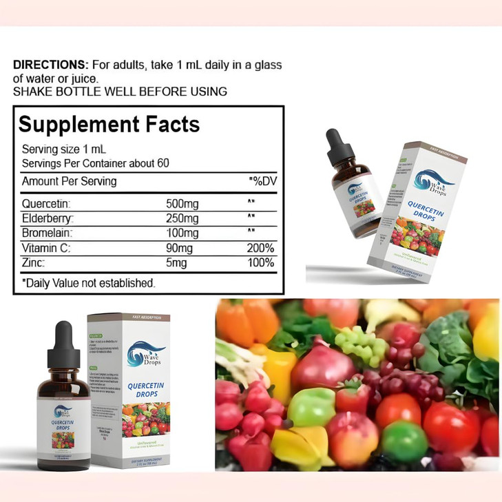 Quercetin Liquid Drops - Boost Your Immune Defense for Adults and Kids
