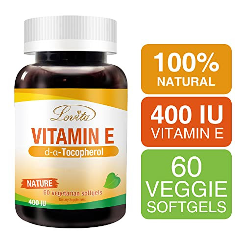 Lovita Vitamin E 400 IU Softgels, Natural 268 mg (as D Alpha Tocopherol), Vegan