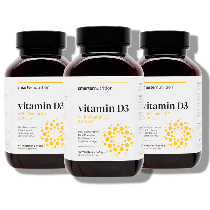 SMARTERNUTRITION Vegan Vitamin D3 5000 IU + Natural Vitamin K2 1100 mcg