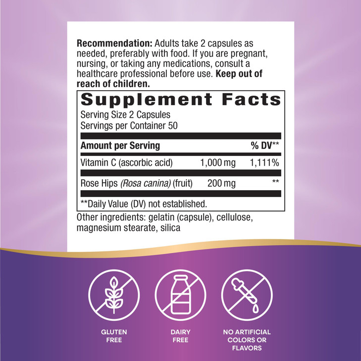 Nature's Way Vitamin C with Rose HIPS, Powerful Antioxidant & Immune Function