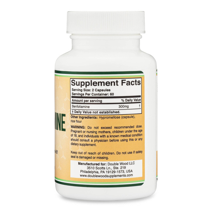 Benfotiamine 300mg Servings (Third Party Tested, 120 Capsules, 150mg Per Cap)