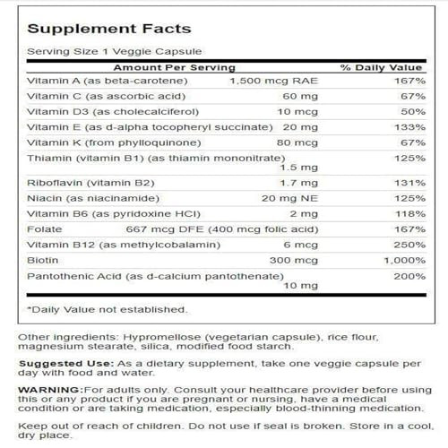 Swanson Daily Multivitamin Without Minerals 30 Veg Capsules