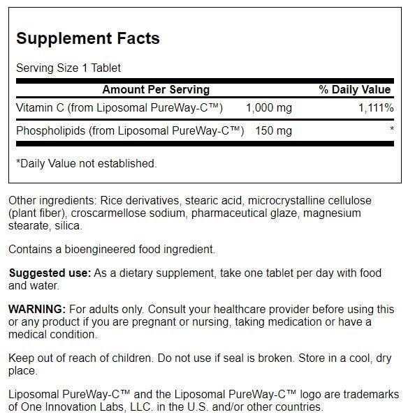 Swanson Liposomal Vitamin C - High Bioavailability 1,000 mg 60 Tabs
