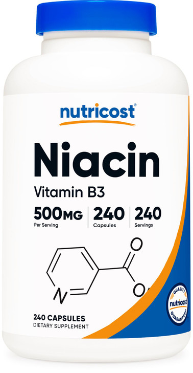 Nutricost Niacin (Vitamin B3) 500mg, 240 Capsules