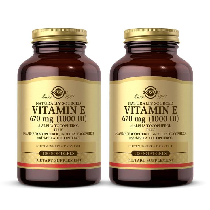 Solgar Vitamin E 670 mg (1000 IU) - 100 Softgels, Pack of 2