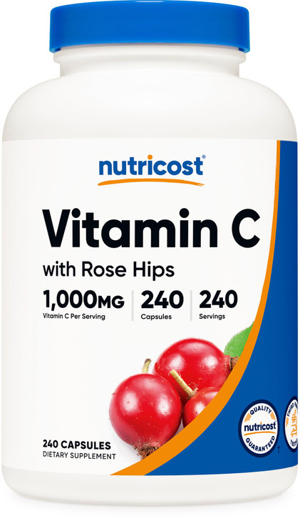 Nutricost Vitamin C with Rose HIPS 1025mg, 240 Capsules