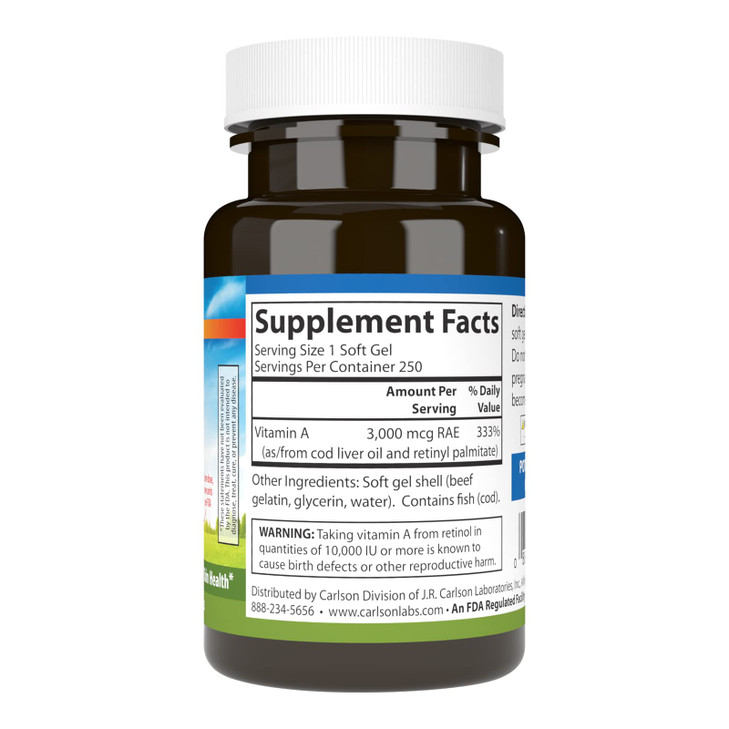 Carlson - Vitamin A, 10000 IU (3000 mcg RAE), Vision Health, 250 Softgels