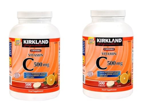 Kirkland Vitamin C (500 mg), Tangy Orange, Chewable Tablets, 500 Count (Pack
