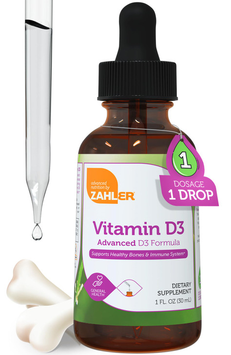 Zahler Liquid Vitamin D3 1000 IU Adult Supplement for Women & Men Vegetarian