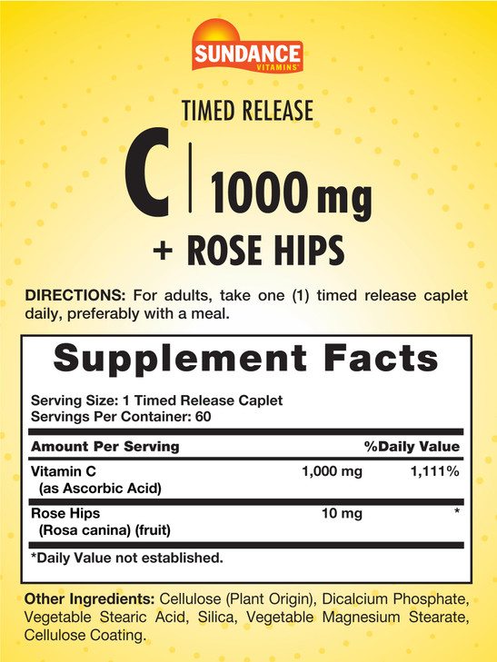 Sundance Vitamin C 1000mg with Rose Hips - 60 Coated Caplets