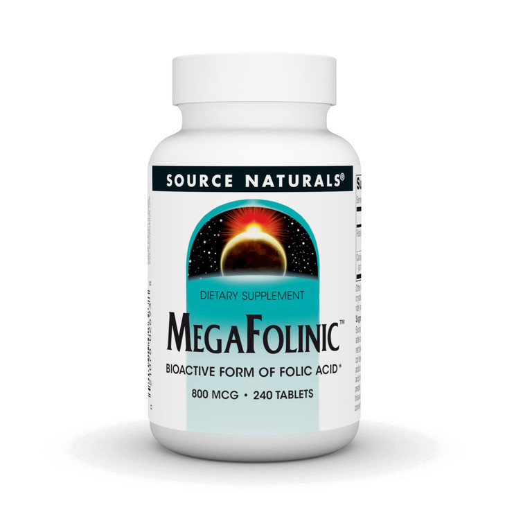 Source Naturals MegaFolinic, Bioactive Form of Folic Acid*, 800 mcg