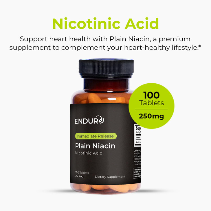 Endur Plain Niacin (Nicotinic Acid), Heart Health & Healthy Cholesterol Balance