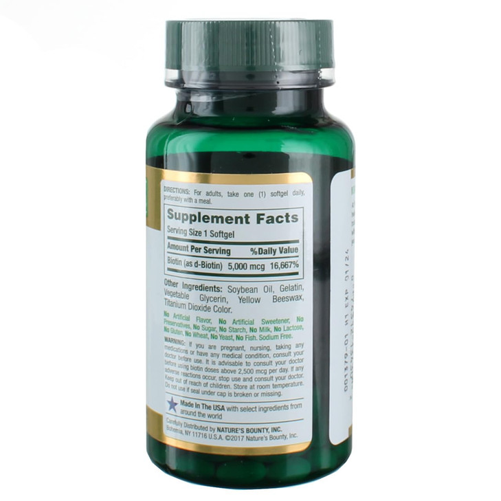 Nature's Bounty Biotin 5000 mcg Liquid Softgels 72 ea (Pack of 3)