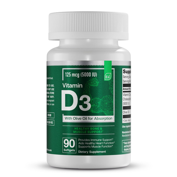 Essential Elements Vitamin D3 5000 IU - Softgels with Olive Oil