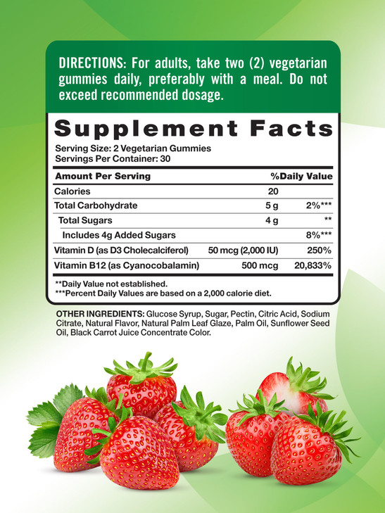 Nature's Truth Vitamin D3 and B12 Gummies for Adults - 60 Count