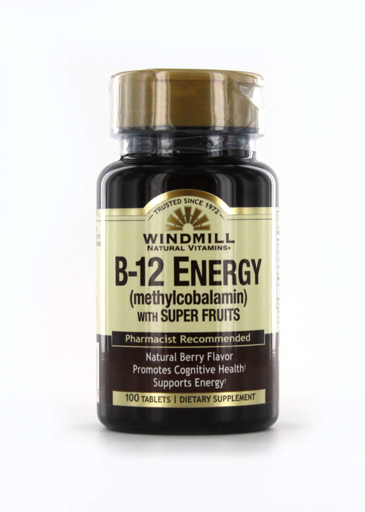 Windmill Vitamin B-12 Energy with Super Fruits Tablets 100 Ea