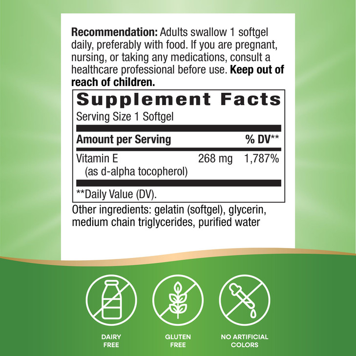 Nature's Way Vitamin E, D-Alpha Tocopherol, Essential Antioxidant, Helps