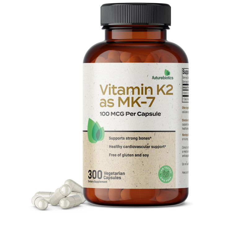 Futurebiotics Vitamin K2 as MK-7 100 mcg, Supports Strong Bones- Non-GMO, 300