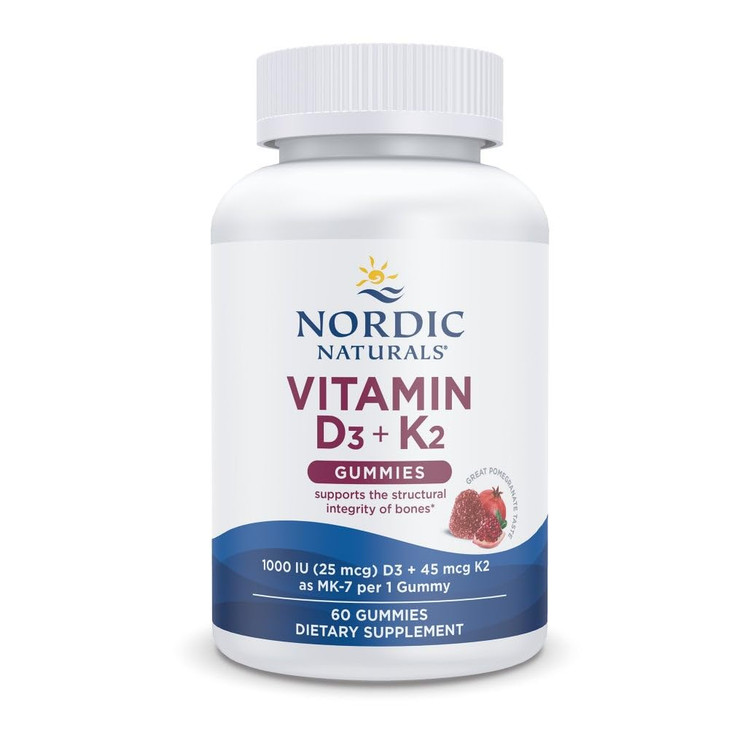 Nordic Naturals Vitamin D3 + K2 Gummies, Pomegranate