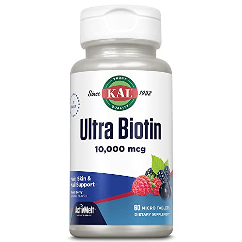 KAL Ultra Biotin 10000mcg ActivMelt, Hair Growth Supplement, High Potency