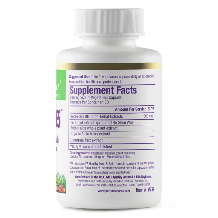 Paradise Herbs Vital Treasures Supplement, Hair Skin & Nails Support, Super