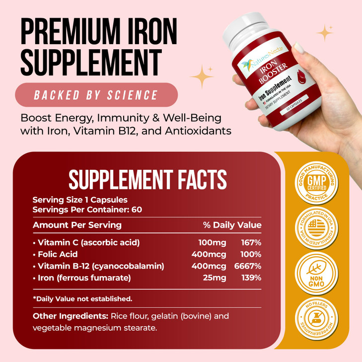 Nature's Nectar Blood Builder Iron Supplement for Men & Women