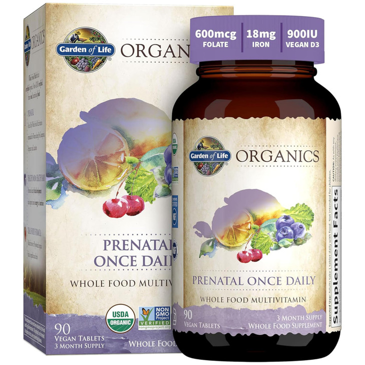 Garden of Life Prenatal Vitamins for Women, Organics Folate for Energy & Healthy