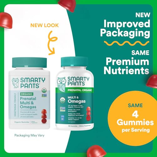 SmartyPants Organic Prenatal Vitamins for Women, Multivitamin Gummies: Biotin
