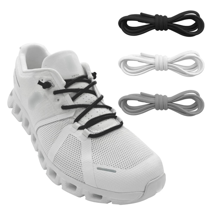 NDTEZUGT 3 Pairs Elastic No Tie Shoe Laces Stretch Round Replacement Shoestrings for Kids and Adults BlackWhiteGray