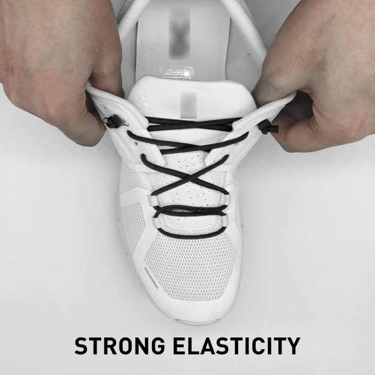 NDTEZUGT 3 Pairs Elastic No Tie Shoe Laces Stretch Round Replacement Shoestrings for Kids and Adults BlackWhiteGray