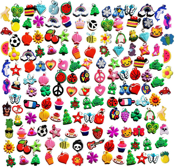 NYKKOLA Rubber Loom Band Charm Silicone Bracelet CharmsLoom Rubber Bands CharmsBracelet Pendant 105pcs