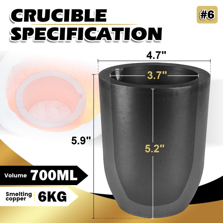 CANALHOUT Silicon Carbide Graphite CruciblesCrucibles for Melting MetalWithstand The High Temperature 18003272FMelting C