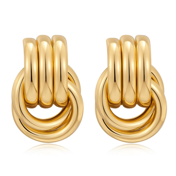 AOLIMI Chunky Golden Earrings Large Knot Earrings Geometric Dangle Drop Earrings for Women