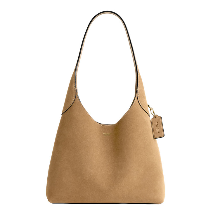 COACH Womens Suede Brooklyn Shoulder Bag 28 B4Sand Tan One Size