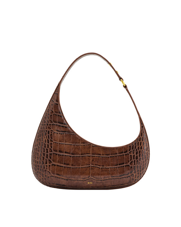 JW PEI Womens Harlee Shoulder Bag Brown Croc