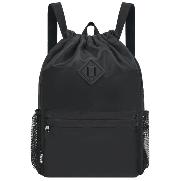 WANDF Drawstring Backpack Sports Gym Bag with Shoes Compartment WaterResistant String Backpack Cinch for Women Men Large