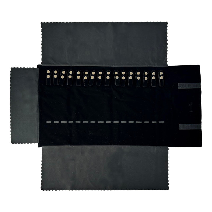 UnionPlus Velvet Travel Jewelry Roll Bag Organizer for Necklace Elastic Band and Antiwinding Black