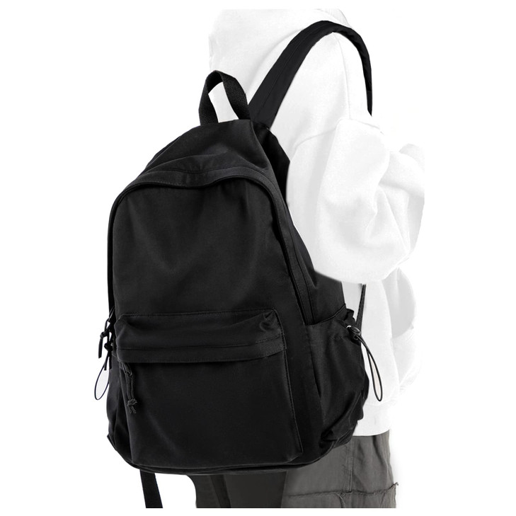 PAUBACK Black School Backpack for Girls Women Waterproof High School Book Bag Cute Backpack for Men Teens Boys Lightweig