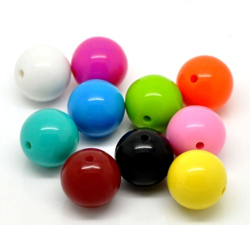 80 Round Multicolor Acrylic Beads 20mm Diameter with 28mm Hole