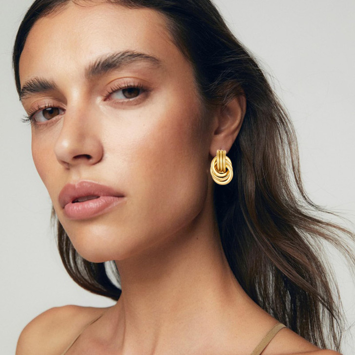 AOLIMI Gold Small Knot Earrings Geometric Dangle Drop Earrings for Women