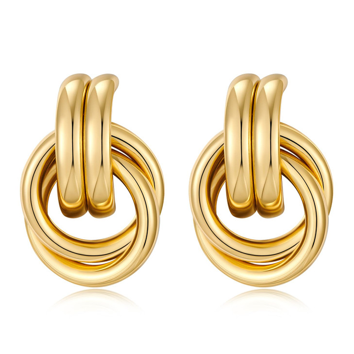 AOLIMI Chunky Gold Earrings Large Knot Earrings Geometric Dangle Drop Earrings for Women