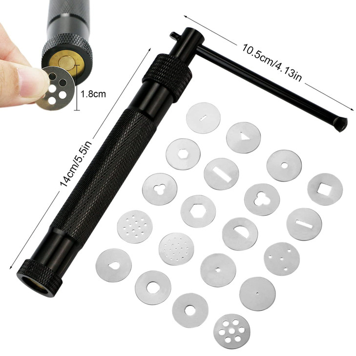CZWESTC Stainless Steel Clay Extruder with 20 Pattern Discs Handheld Sugar Paste Press for Fondant Cake Decorating Polym
