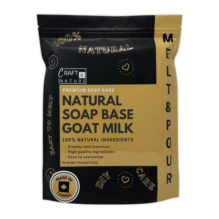 Craft Nature 4 LB All Natural Unscented Goat Milk Moisturizing Glycerin Melt And Pour Soap Base for Soap Making