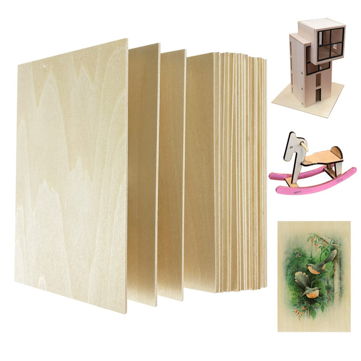 MUXGOA 20 Pack Basswood Sheets Thin Wood Sheets for Craft Laser Wood Burning Wooden DIY Ornaments Can be Cut Painted to