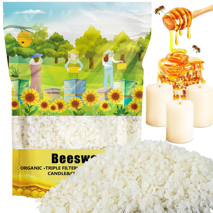 CARGEN White Beeswax Pellets 428g094lb Bees Wax Pellets Melts Organic Beeswax for Skin Bees Wax for Candles Making Tripl