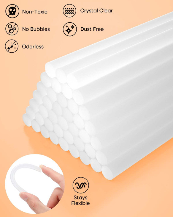SHALL Full Size Hot Glue Sticks 043 Dia x 8 Long 70Pack Clear Hot Melt Glue Gun Sticks for AllTemp Glue Guns Multipurpos
