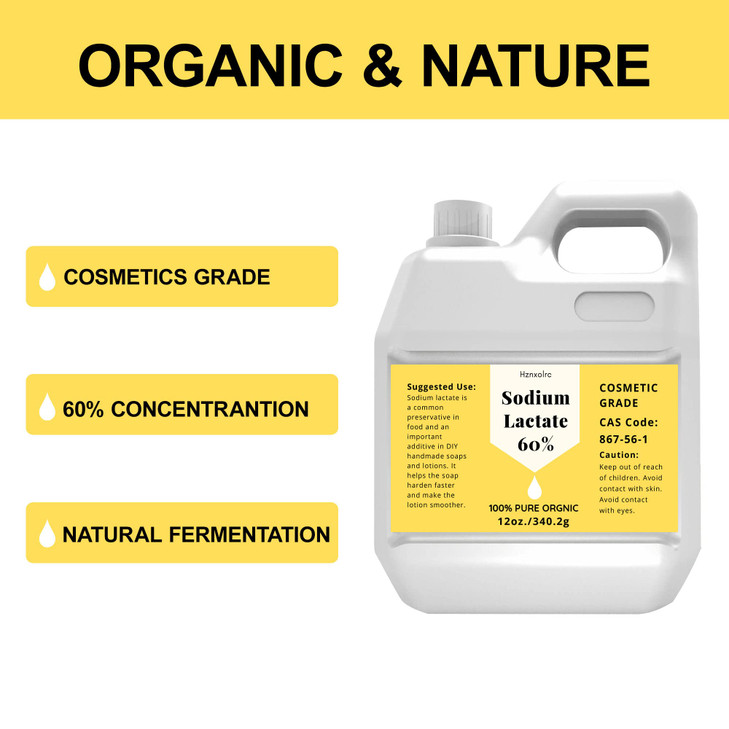 12 oz Net Wt Sodium Lactate for Soap Making Lotions Premium Sodium Lactate Liquid 60 Concentration Cosmetic Grade Moistu